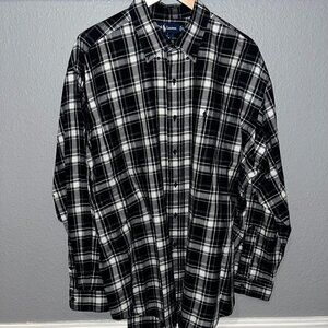 RALPH LAUREN Blake Blue Label Black & White Plaid Button Down Shirt - EUC - XL